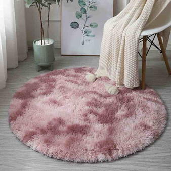 Rainbow Colorful Soft Fluffy Carpets Girl Round Hairy Area Rug For Bedroom Decoration Carpet shaggy Bedside Mat Princess Style