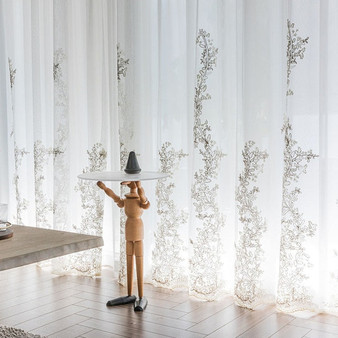 Luxury Princess Tulle Curtains For Bedroom Romantic White Sheer Curtains For Living Room Embroidered 3D Yarn Girls Voile Curtain