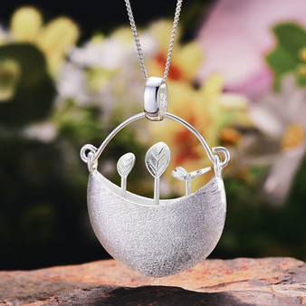 Lotus Fun Real 925 Sterling Silver Handmade Fine Jewelry My Little Garden Design Pendant without Necklace for Women  Acessorios