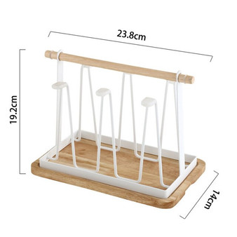 Wrought Iron Drain Cup Holder 6 Hooks Glass Cup Storage Rack Living Room Cups Organizer Shelf Kitchen Tools Home Accessories