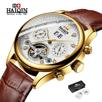 Automatic Mechanical Men watch HAIQIN Mens Watches Top Brand Luxury Business Waterproof Military Tourbillon Clock reloj hombre