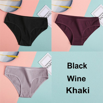 3PCS Cotton Panties Women's Underwear Casual Solid Color Panties for Women Intimate Lingerie Sexy Briefs Female Underpants M-XL