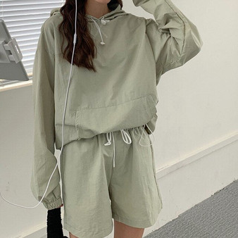 Colorfaith 2020 New Autumn Winter Women Sets Two Pieces Hooded Pullovers Short And Top Set Sporty Tracksuit Oversize Suits WS507