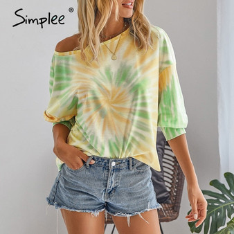 Simplee high fashion streetwear women sweatshirts casual summer loose tie-dye plus size hoodies ladies oversize sweatshirt