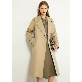 AMII Minimalism Coat Women Autumn Fashion Lapel Solid Loose Belt Women's Trench Coat Female Jacket 12080058