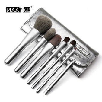 MAANGE Travelling Makeup Brushes 7 PCS Make up Brush Set With Portable Bag Synthetic Hair Foundation Eyebrow Eyeshadow Cosmetic