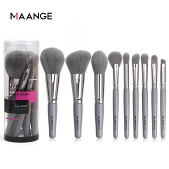 MAANGE 9pcs makeup brush set+5pcs Mini Sponge High Quality Natural synthetic hair professional Cosmetic Beauty Makeup Tools Kit