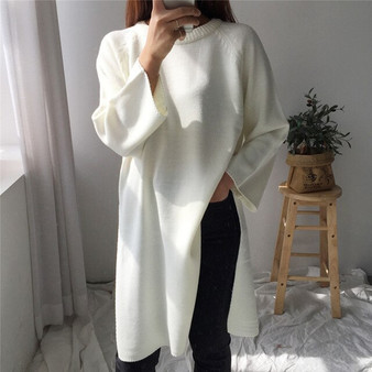 Colorfaith 2020 New Autumn Winter Women Sweaters Pullovers Split Fashionable Elegant Casual Oversize Knitting Long Tops SW2940
