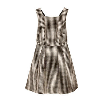 TWOTWINSTYLE Print Plaid Hollow Out Dress For Women Square Collar Sleeveless High Waist Mini Casual Dresses Female 2020 New