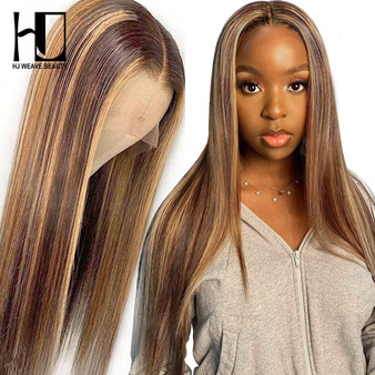 Colored Human Hair Wigs For Women Highlight Lace Front Human Hair Wigs Honey Blonde Brown Brazilian Remy Hair Lace Frontal Wig