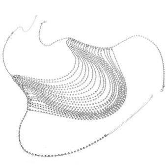GLAMing Rhinestone Waist to Thigh Chain Jewelry Belt Multi-layer Gold Tassel Body Chain Jewelry Bra Thong Set for Women Luxury
