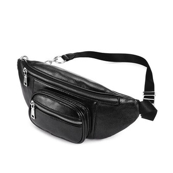 REALER Fanny Pack Unisex PU Leather Luxury Brand Waist Pack Waist Bag for women Belt Bag Multifunctional Silver Chest Bag