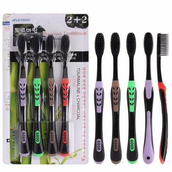 4 PCS/Set Family Pack Soft Hair Toothbrush Set Bamboo Charcoal Nano Brush Tooth Brush Dental Personal Oral Care Teeth Brush