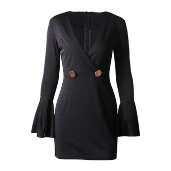 MIOFAR Clothing for Women Fashion Dress Long Sleeve V-neck Suit Sexy Club Dresses Button Sleeves Autumn Party Dress Women's