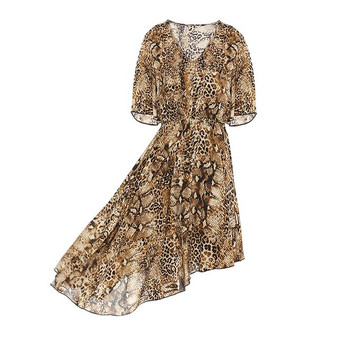 MIOFAR Summer New Fashion Irregular Fashion Dresses 2020 High Waist Leopard Dress Women's Printing V-neck Ladies Dresses