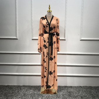 Plus Size Long Kimono Mujer 2019 Chiffon Abaya Muslim Women Embroidery Chiffon Mesh Cardigan Blouse Roupas Feminina Clothing