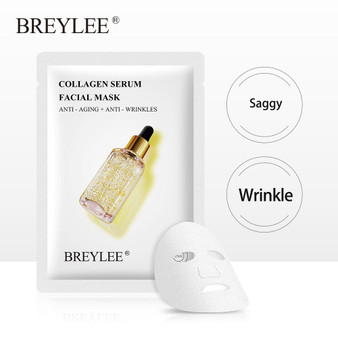 BREYLEE 24K Gold Serum Collagen Face Sheet Mask Lifting Facial Mask Whitening Anti-Aging Wrinkles Moisturizing Skin Care 1pcs