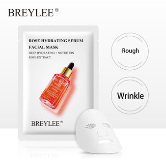 BREYLEE Rose Hyrating Serum Face Sheet Mask  Anti Aging Facial Mask Cream Essential Whitening Moisturing  Skin Care 1pcs