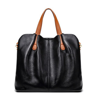 Genuine Leather Women Handbag High Quality Fashion Ladies Shoulder Bag Solid Color Top-handle Bag