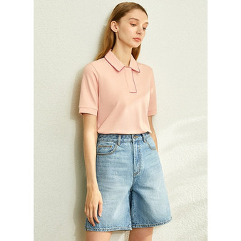 AMII Minimalism Spring Summer Solid Basic Polo Women Tshirt Causal Fashion Loose Female Polo Shirt Tops 12040395