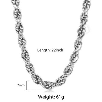 New Fashion Twisted Rope Link Chain Gold Tone Stainless Steel Necklace for Men Unisex Chain Jewelry Gifts 22inch 3-7mm KNM178A