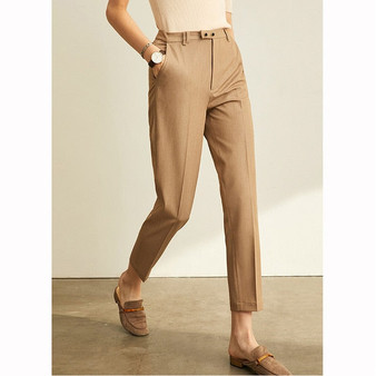 Amii Spring Autumn Pants Office Lady Solid Nine Points Loose Female Trousers High Waist Slim Straight Women Suit Pants 11960733