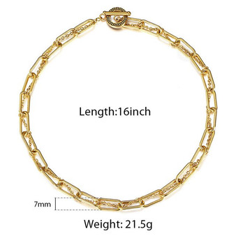 Unique Gold Color Stainless Steel Cable Chain Chokers for Men Women Chic Twisted Rolo Box Chain Necklace Toggle Clasp TNS025
