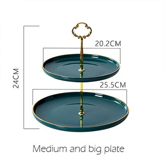 2 & 3 Tier Elegant Ceramic Plate Gold Rim Cake Stand Fruit Dessert Dish Home Party Decoration Porcelain Pastry Serving platter
