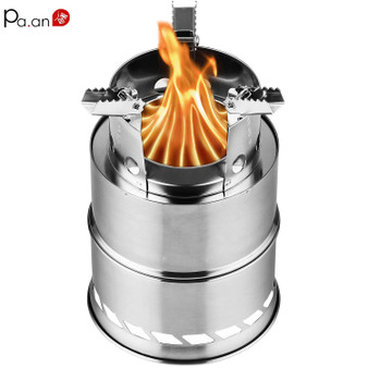 Windproof Camping Stove Fire Wood Alcohol Charcoal Adapted Stainless Foldable Portable Furnace Outdoor Stove Picnic Oven BBQ