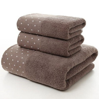 Cotton Bath Towel Set for Bathroom 2 Hand Face Towels 1 Bath Towel for Adult White Brown Grey Terry Washcloth Travel Sport Towel