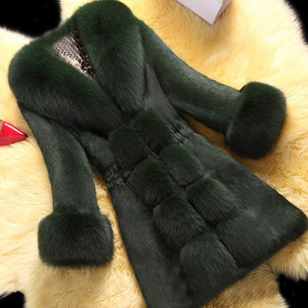 winter coat women Regular Rayon Plush solid color faux fur coat Regular Coats with Green Wine Black White Four Color to Choose