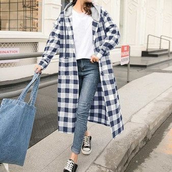 Celmia 5XL Autumn Jackets Casual Hoodies Long Coat Women Long Sleeve Red Plaid Checked Hoody Sweatshirt Fashion Button Outwear