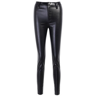 InstaHot Faux Leather Pant Women Casual Sexy Gothic Black Patchwork Autumn Skinny High Waist Slim Trousers 2020 Streetwear Pant