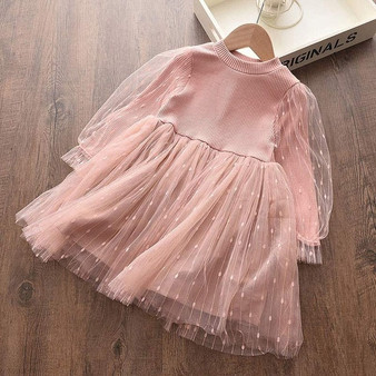 Bear Leader Girls Dress 2020 New Spring Casual Style Cartoon Pink Long Sleeve Wool Bow Design For Princess Dress Girls Clothes