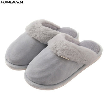 PUIMENTIUA Women Winter Home Slippers Cartoon Cat Shoes Non-slip Soft Winter Warm House Slippers Indoor Bedroom Lovers Couples