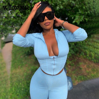 FQLWL Hooded Long Leeve Crop Top Zipper Corset Off Shoulder Hoodie Bodycon Tracksuit 2 Two Piece Set Women Outfits Matching Set