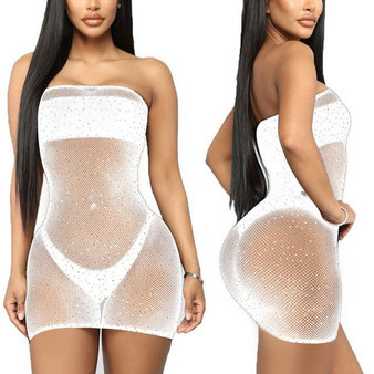 2020 New Arrival Women Sheer Mesh Bikini Cover Up Fishnet Hot Exotic Summer Beach Crystal Bling Diamante Bathing Suit Swimsuit