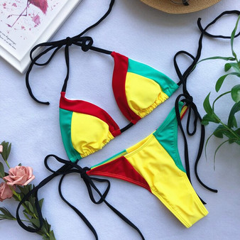 Sexy Triangle Bikini Set Women Summer 2019 Halter Women Swimsuit Sexy Bikini Set Multi Color Bandage Beach Bathing Swimwear