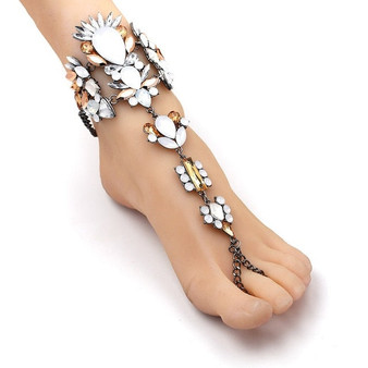 Boho Crystal Anklet Australia Beach Vacation Ankle Bracelet Sandals Sexy Leg Chain Female Statement Asteria Lyra Foot Jewelry