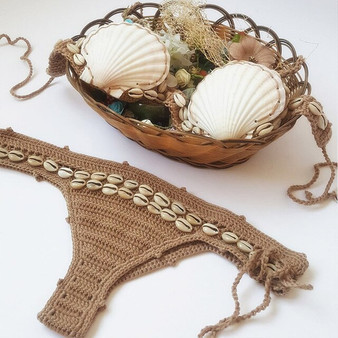 Para Praia Sexy Knitted Brazilian Bikini Big shell Halter Bathing Suit Women Crochet Swimsuit Micro Bikini Hollow out Swimwear