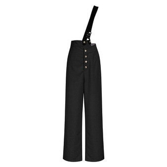 [EAM] High Waist Black Button Split Joint Overalls Trousers New Loose Fit Pants Women Fashion Tide Spring Summer 2020 1W910