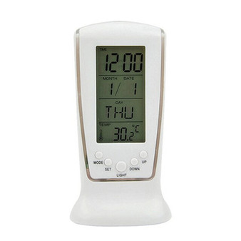 LED Blue Luminous Digital Mini Desk Clock With Electronic Calendar Thermometer Led Table Clock 7 Sounds Alarm Clock 13*6*5.5cm