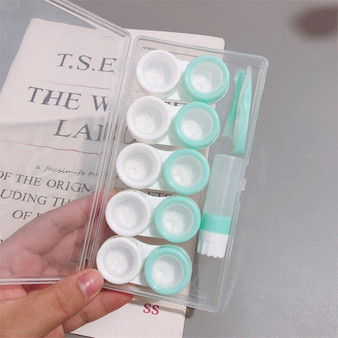 12 grids Contact Lens Box Holder Portable Small Lovely Clear Eyewear Bag Container Contact Lenses Soak Storage Case