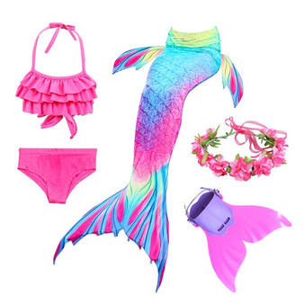 PrettyGirl Kids Girls Swimming Mermaid tail Mermaid Costume Cosplay Children Swimsuit Fantasy Beach Bikini can add Monofin Fin