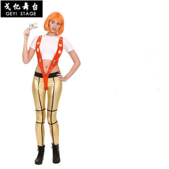 The Fifth Element Leeloo Orange Strap White Jumpsuits Movie Cosplay Costume Props Halloween Party Vest For Women and Men