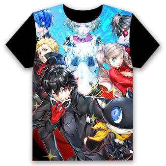 Fashion Men's T-shirt Anime Persona 5 P5 Ren Amamiya Morgana Cosplay Short Sleeve Unisex Casual Black Tee Funny Shirt Tops