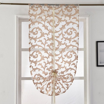 Short kitchen curtain modern window treatment tie up balloon curtain home textile sheer curtain