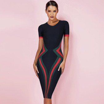 Ocstrade Women Vestidos Bandage Dress 2020 New Summer Color Block Club Party Bodycon Dress Elegant High Quality HL Bandage Dress