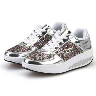 SAGACE Women's Sneakers Casual Ladies WedgesSneakers Sequins Shake Shoes Fashion Walking Girls Sport Women's Soft Shoes #45