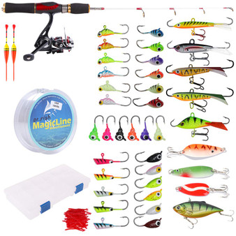 Ice Fishing Rod Reel Combo Complete Kits with Backpack Seat Box Ice Jig Rap Shad Spoon Catch Ready